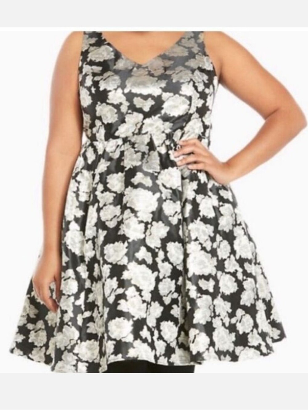 Torrid Silver & Black Floral Dress